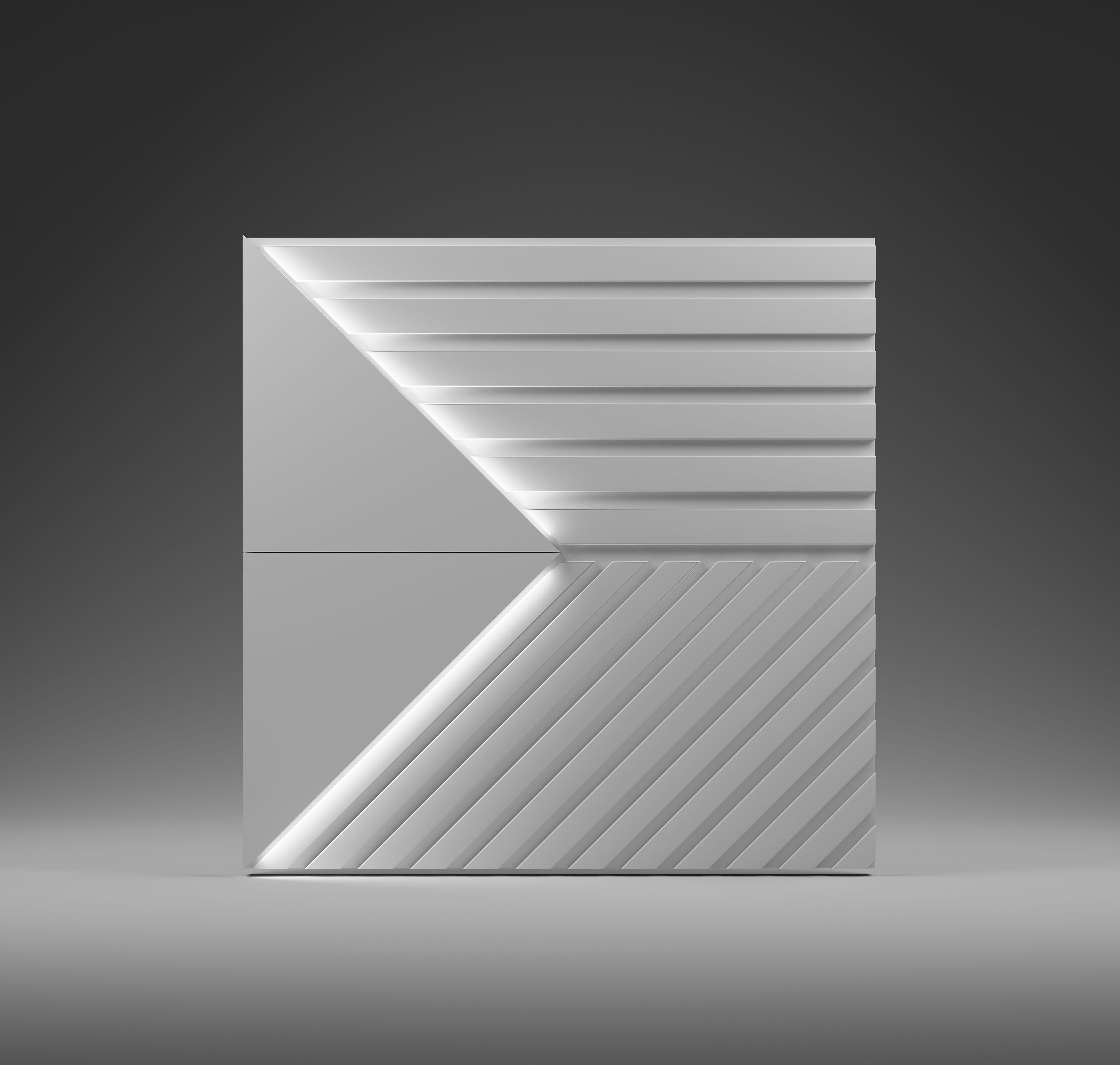 Kandes | Premium Gypsum 3D Wall Panels | Modular 3D Wall Panel Design with LED lighting Element Triangle | TRINITY series