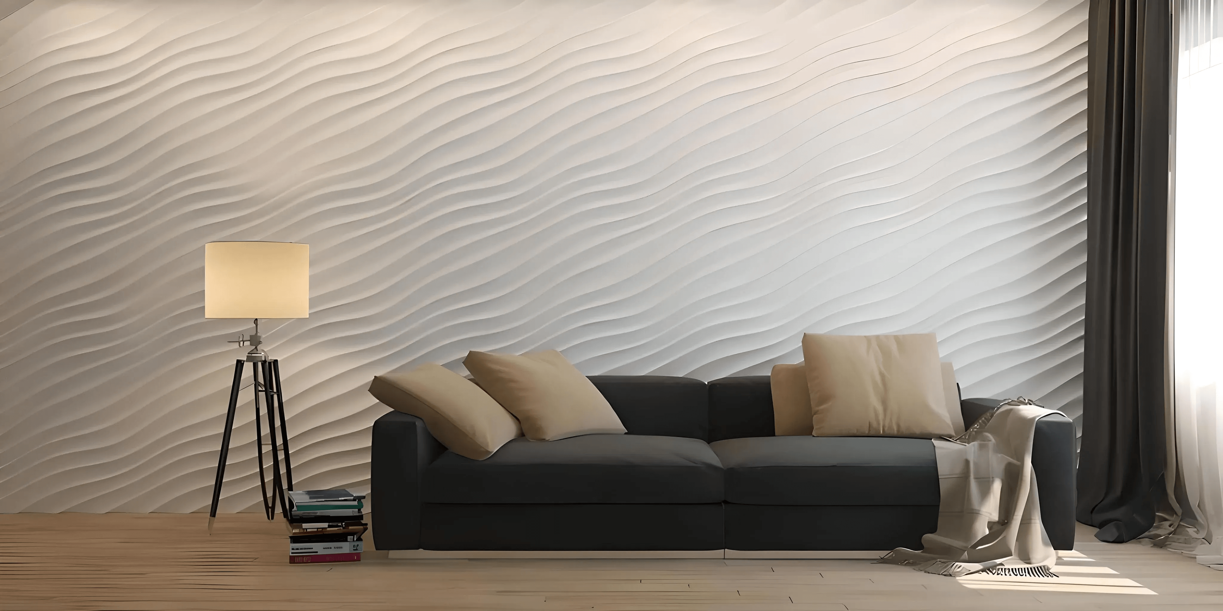 3d gypsum wall panel Swiss quality white feature wall living room dune waves pattern