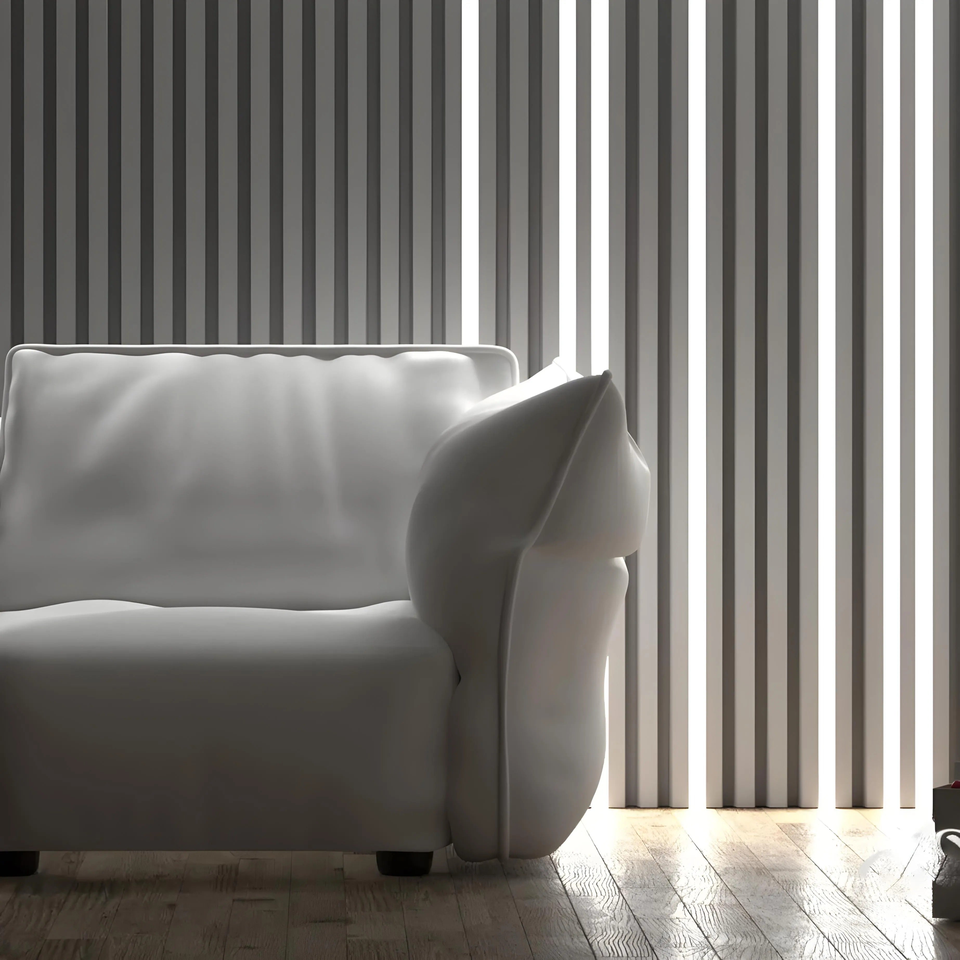 3D wall panel from gypsum with LED light integration. Lightweight Design, No Harmful Additives.