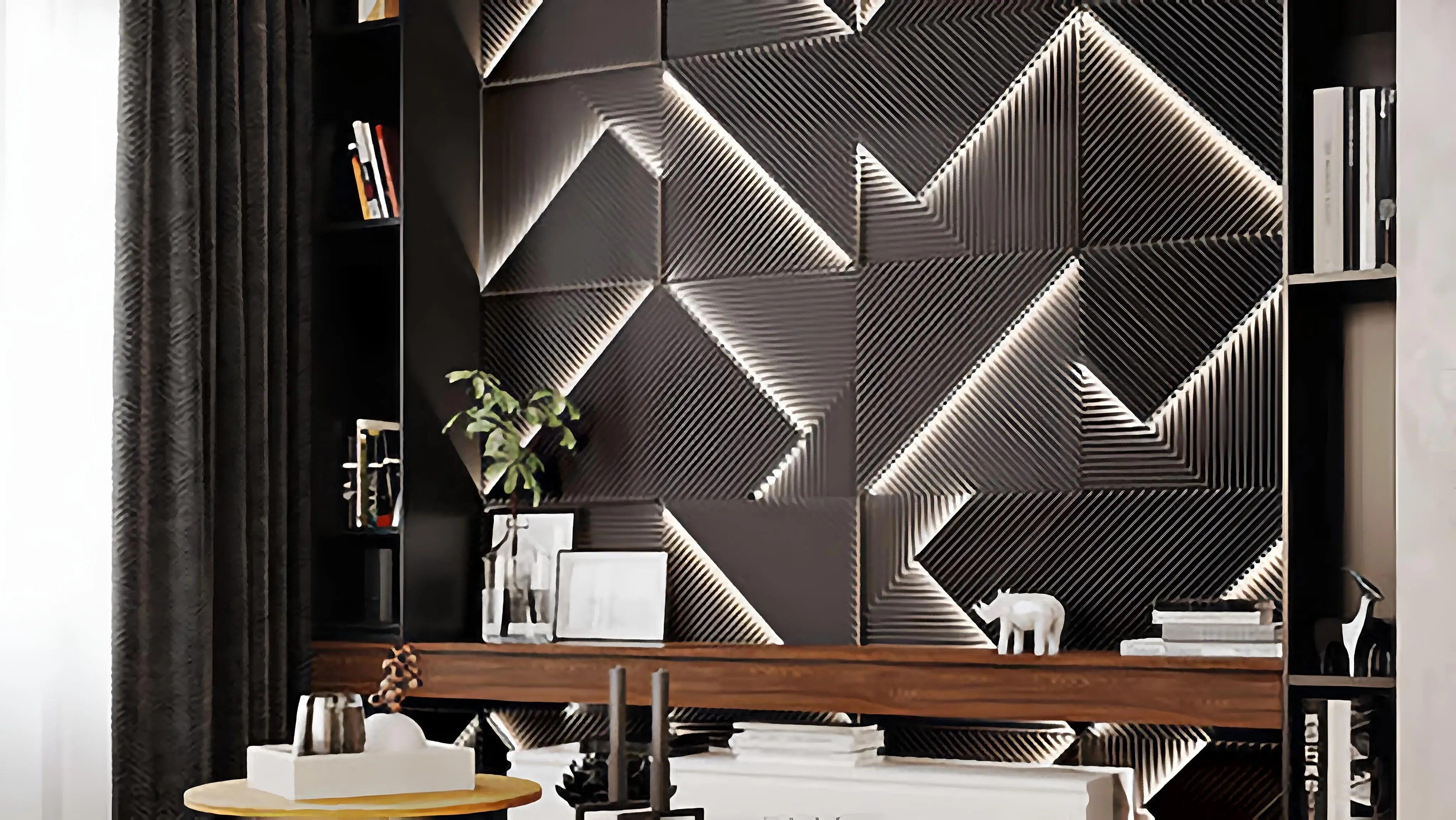 3d gypsum led panel Swiss quality linear modern design black executive office