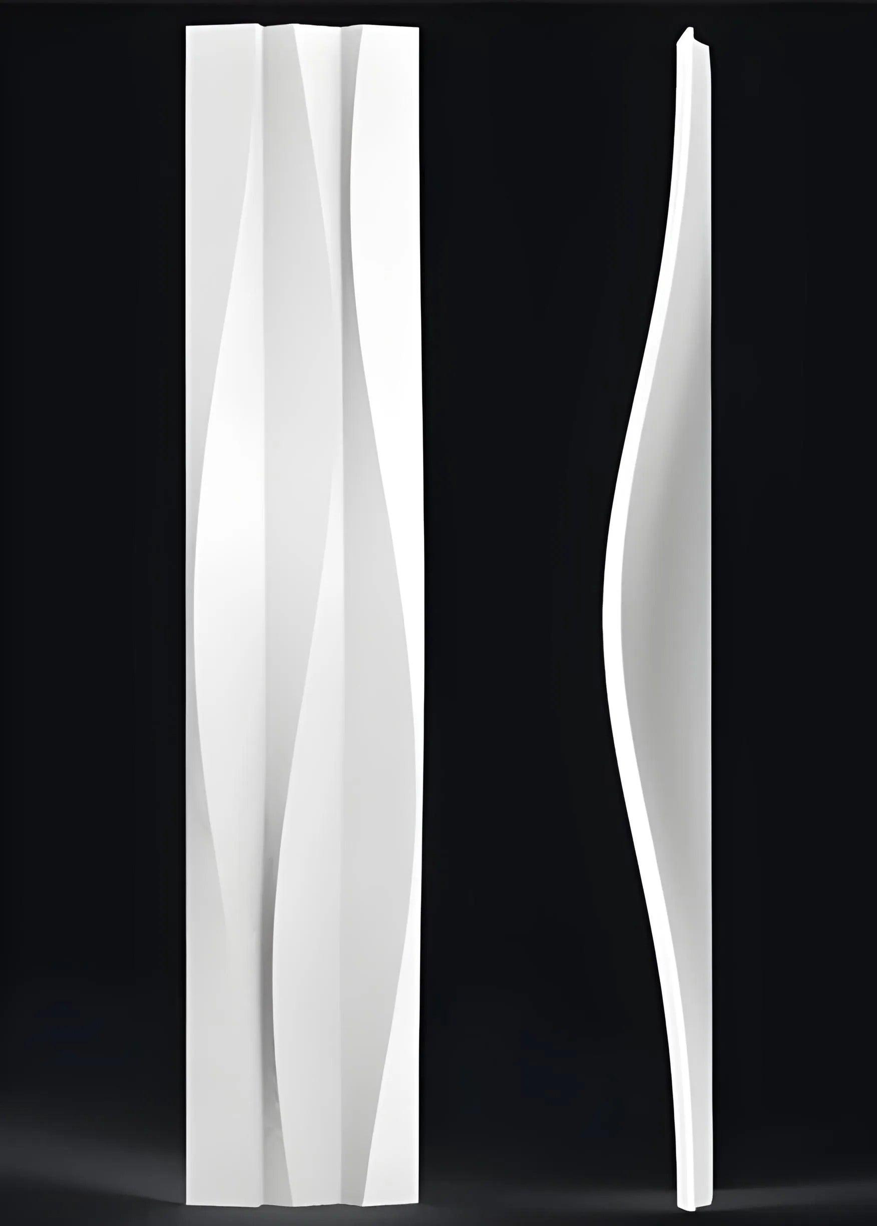 product photo, gypsum 3d wall panels with light element, flowing wave design wall coverings