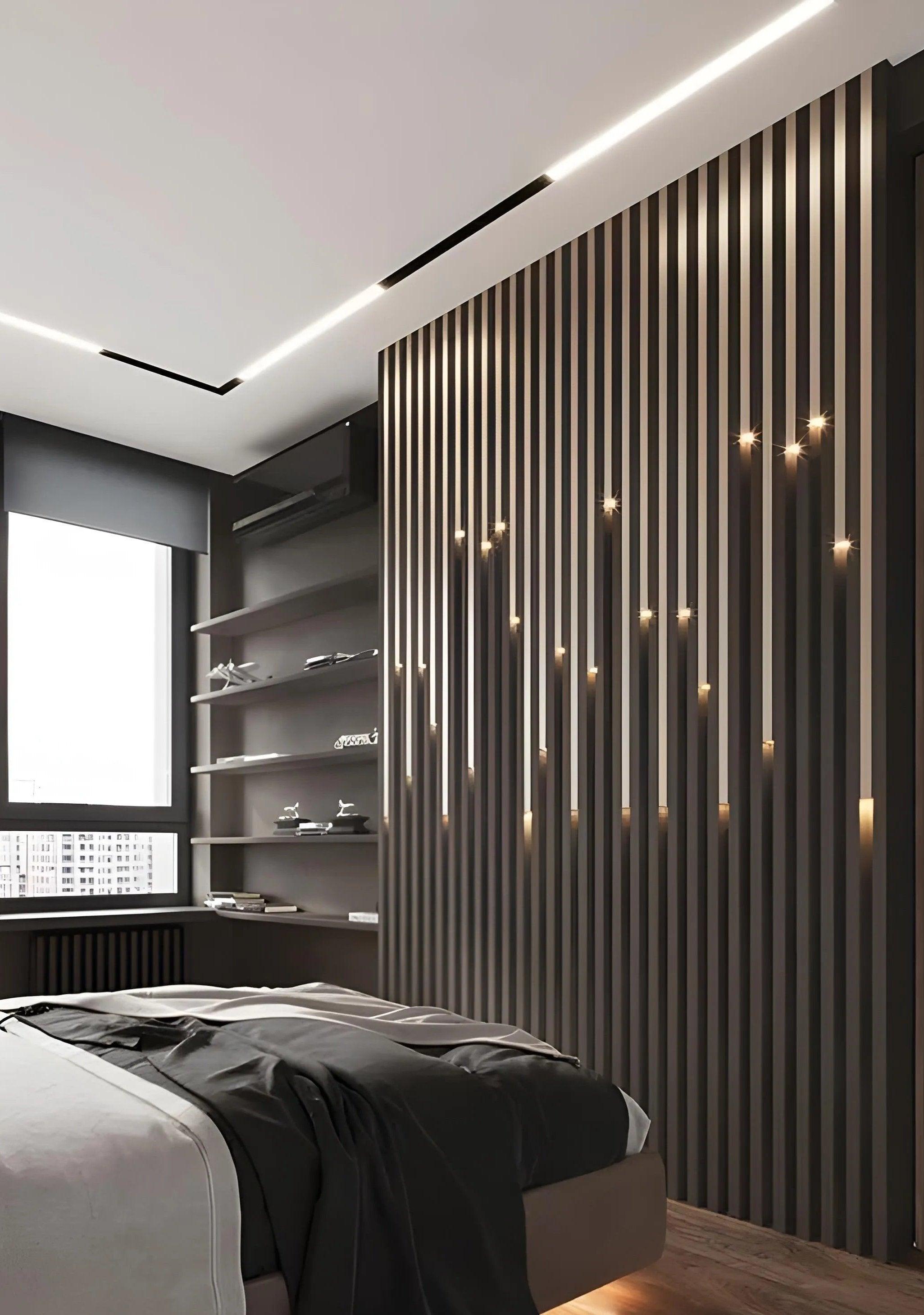 3d wall panel gypsum with led linear lines design clean and modern Swiss quality