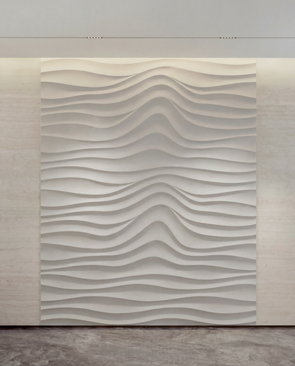 Editorial Decorative wall panel with wavy texture on a neutral background