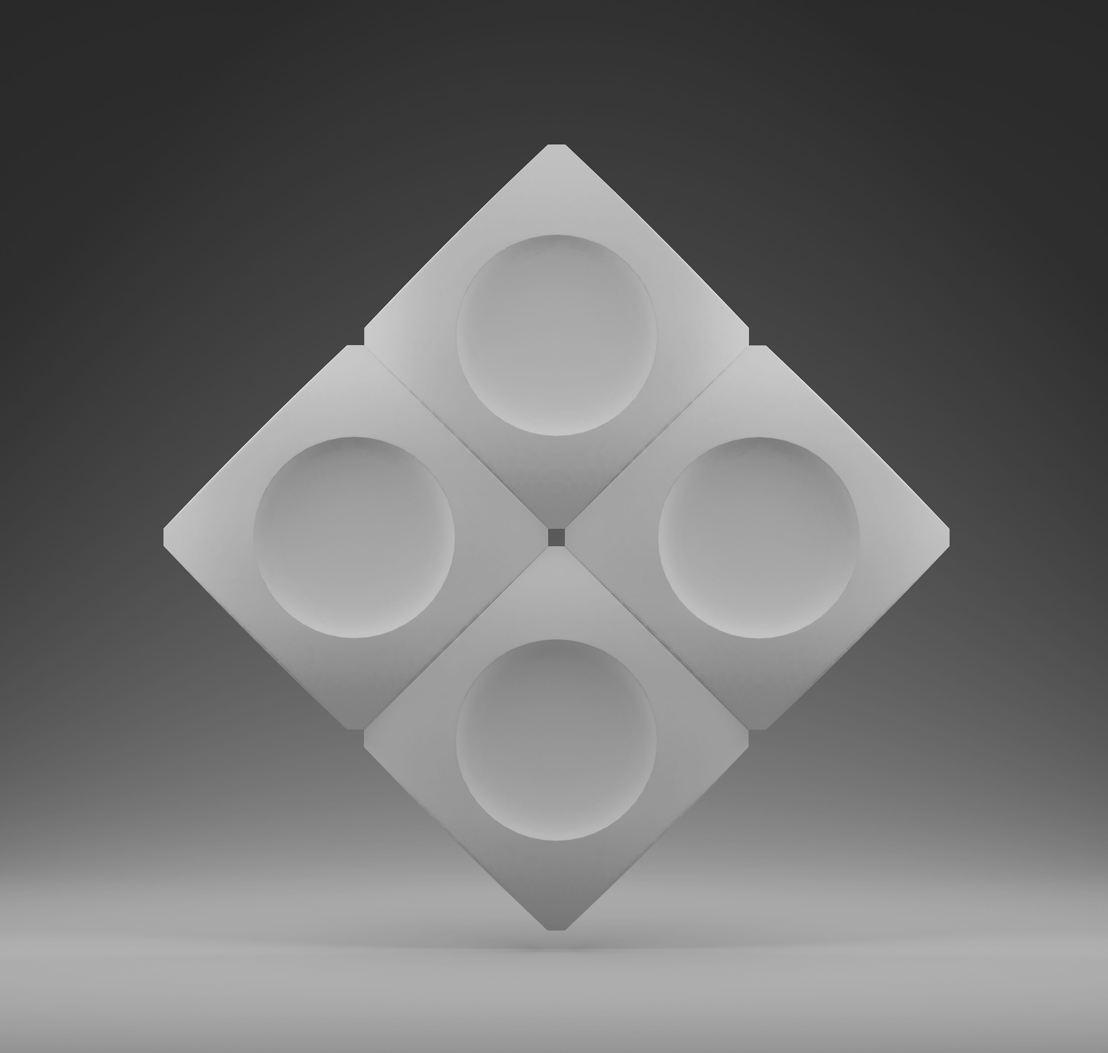Kandes | Premium Gypsum 3D Wall Panels | Square wall panels with circle element inside, geometric design wall panels