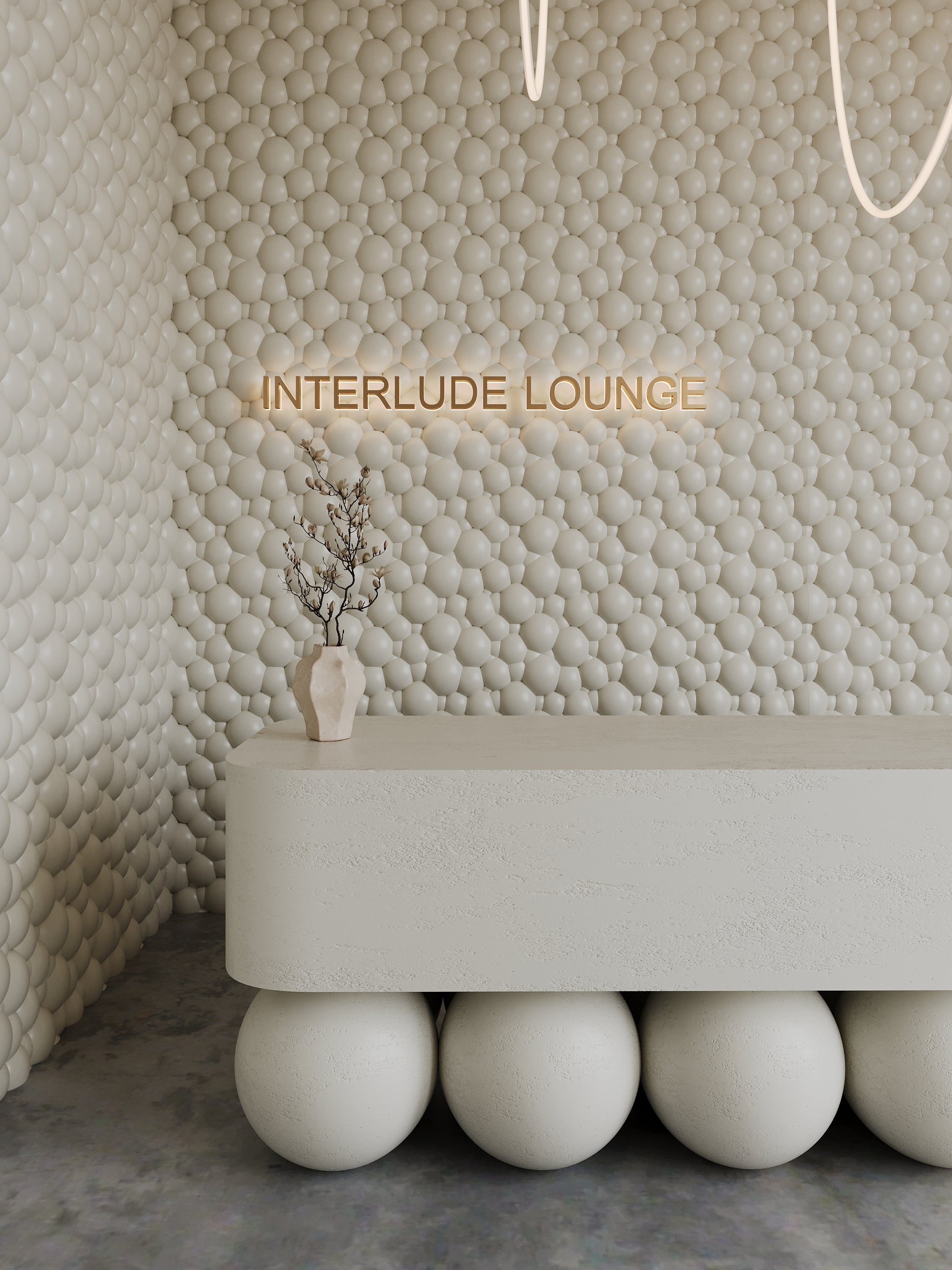 Kandes | Premium Gypsum 3D Wall Panels | Soap Bubble 3d wall panels in a gallery style setting in a soft white color scheme