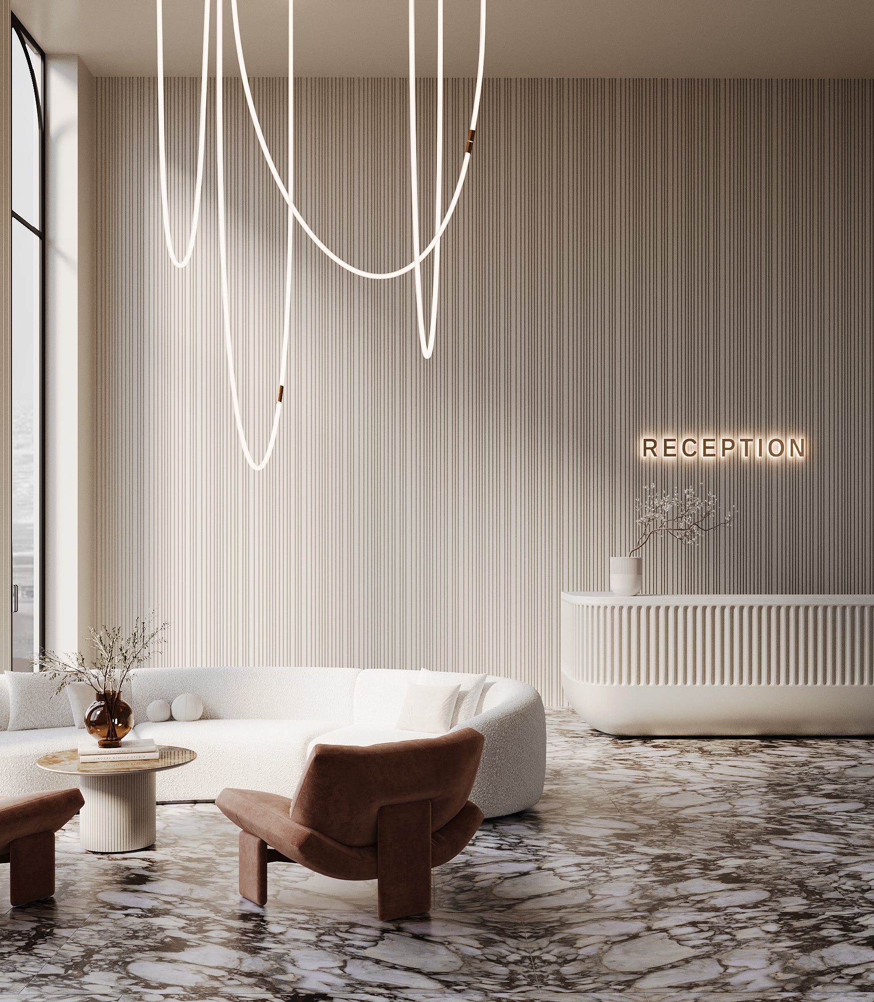 Kandes Swiss 3D Wall Panel from gypsum paintable for commercial projects such as hotels, offices