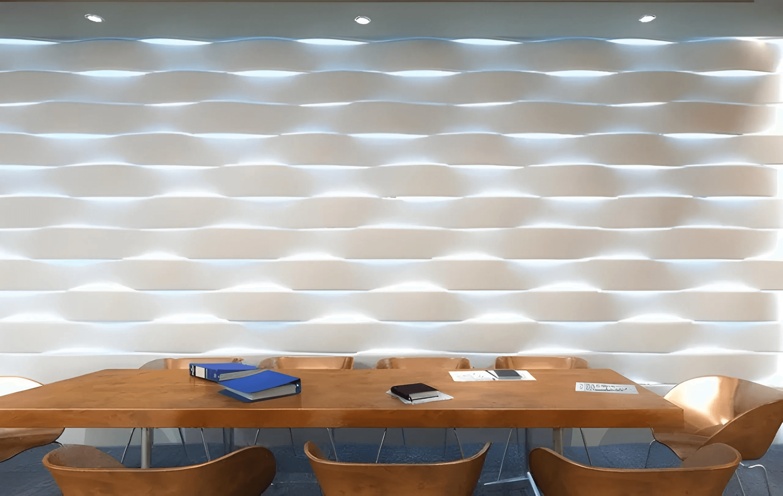Gypsum 3D Wall Panels Curve | LED light integration | Swiss 3D Wall Panels