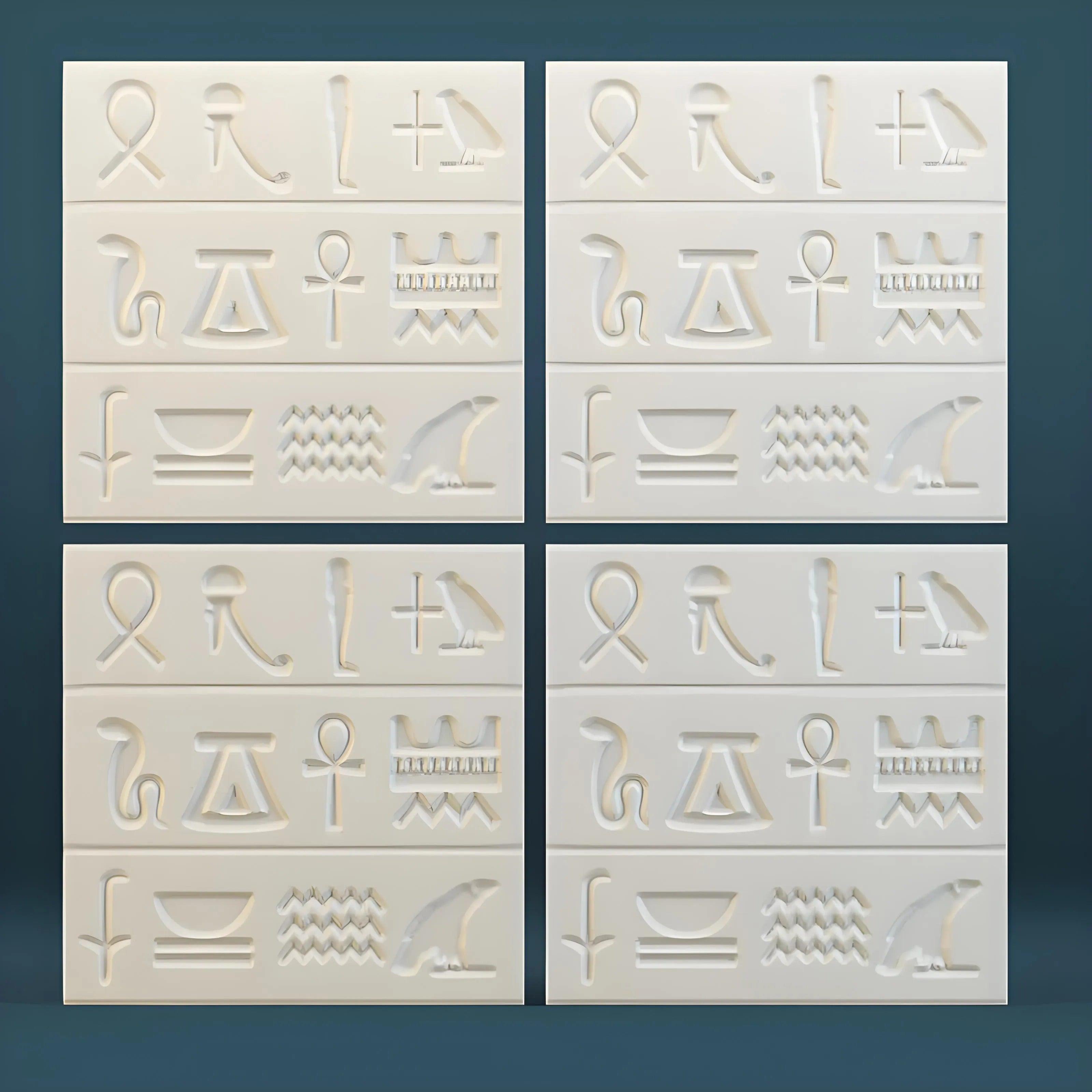 product photo 3d gypsum wall panel Swiss quality hieroglyph design  feature wall