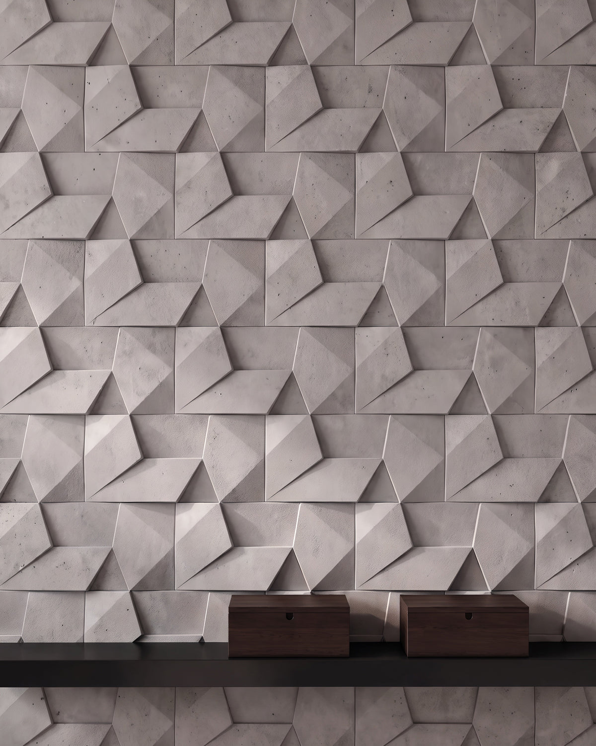 ORIGAMI 0024 gypsum 3D wall panel texture close up with folded geometric facets